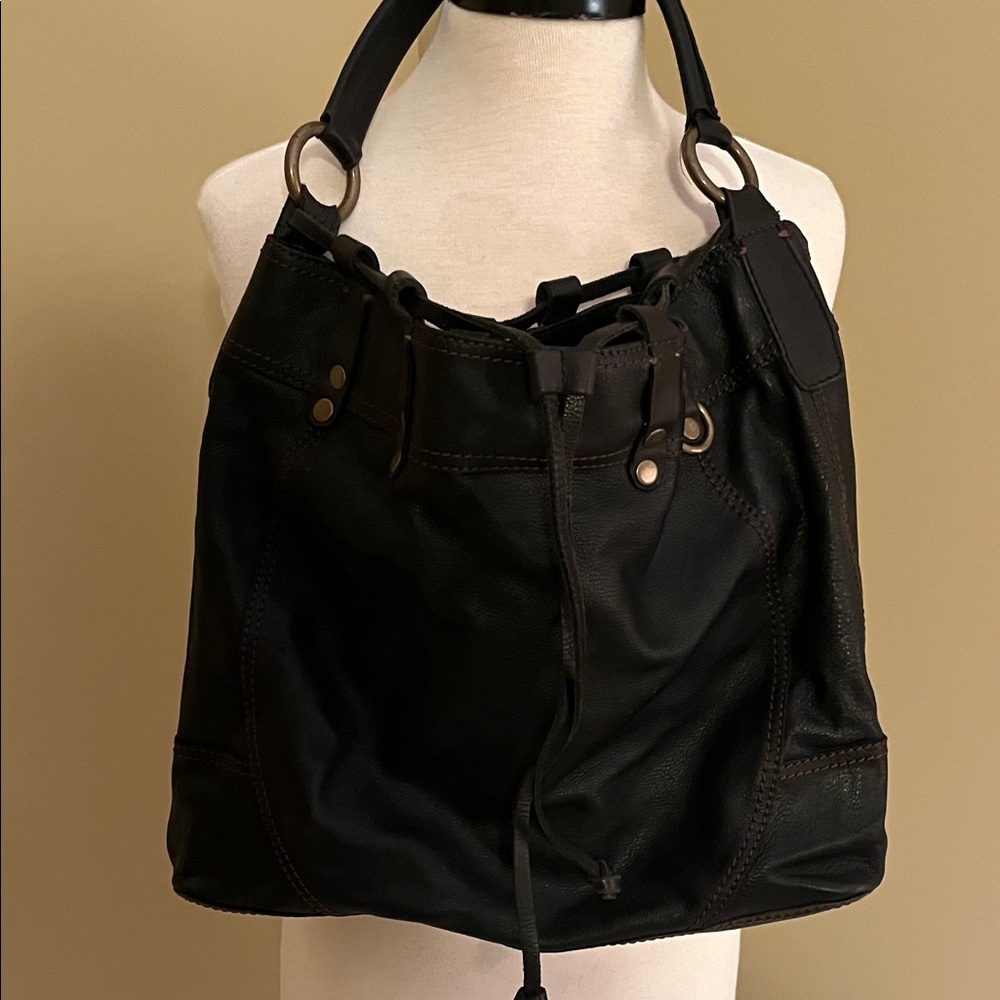 Lucky Brown/ Black Leather handbag